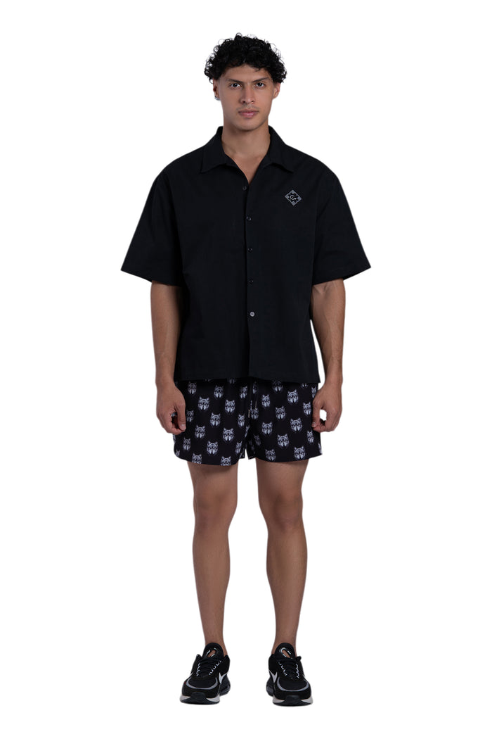 Black Short With Cenmar Wolf Artwork