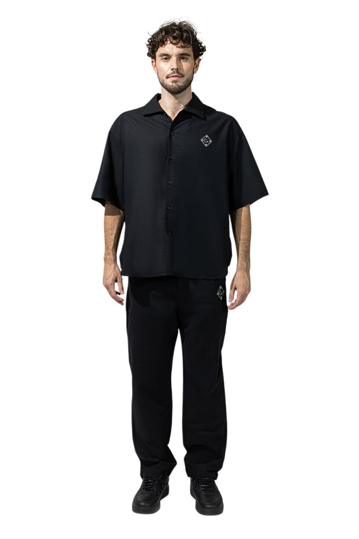 Black Cenmar Linen Shirt