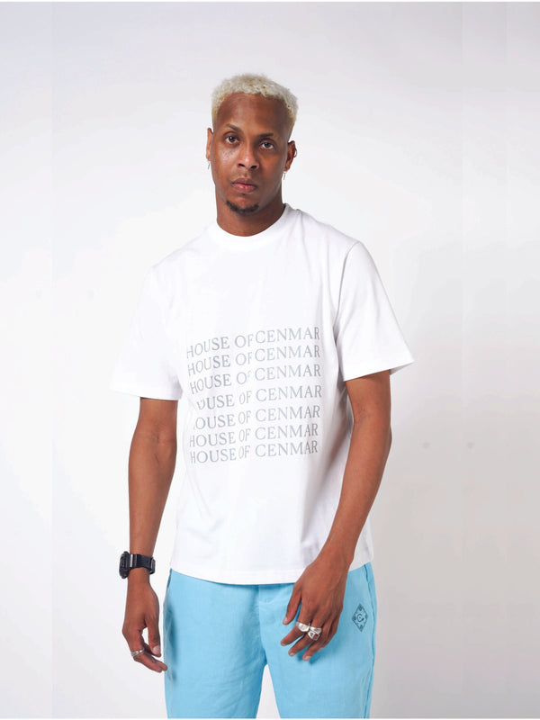 White T-Shirt With House Of Cenmar Print