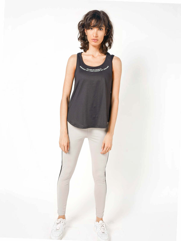 Gray With Black Strip Of Sides Women'S Activewear Leggings