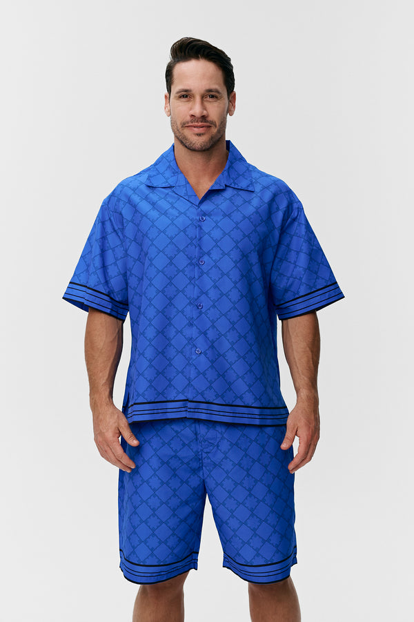 Chemise en coton bleue à motif Cenmar