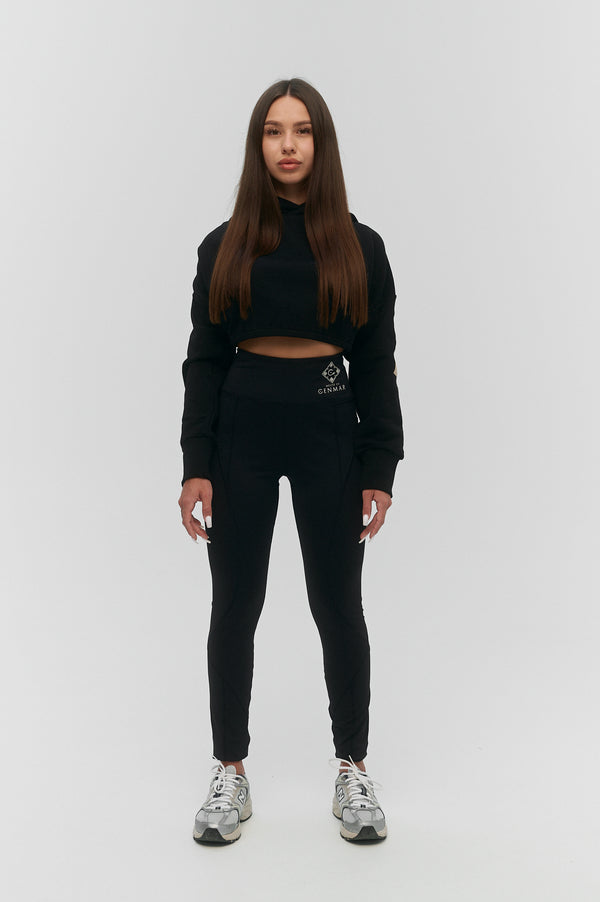 Black leggings with logo print